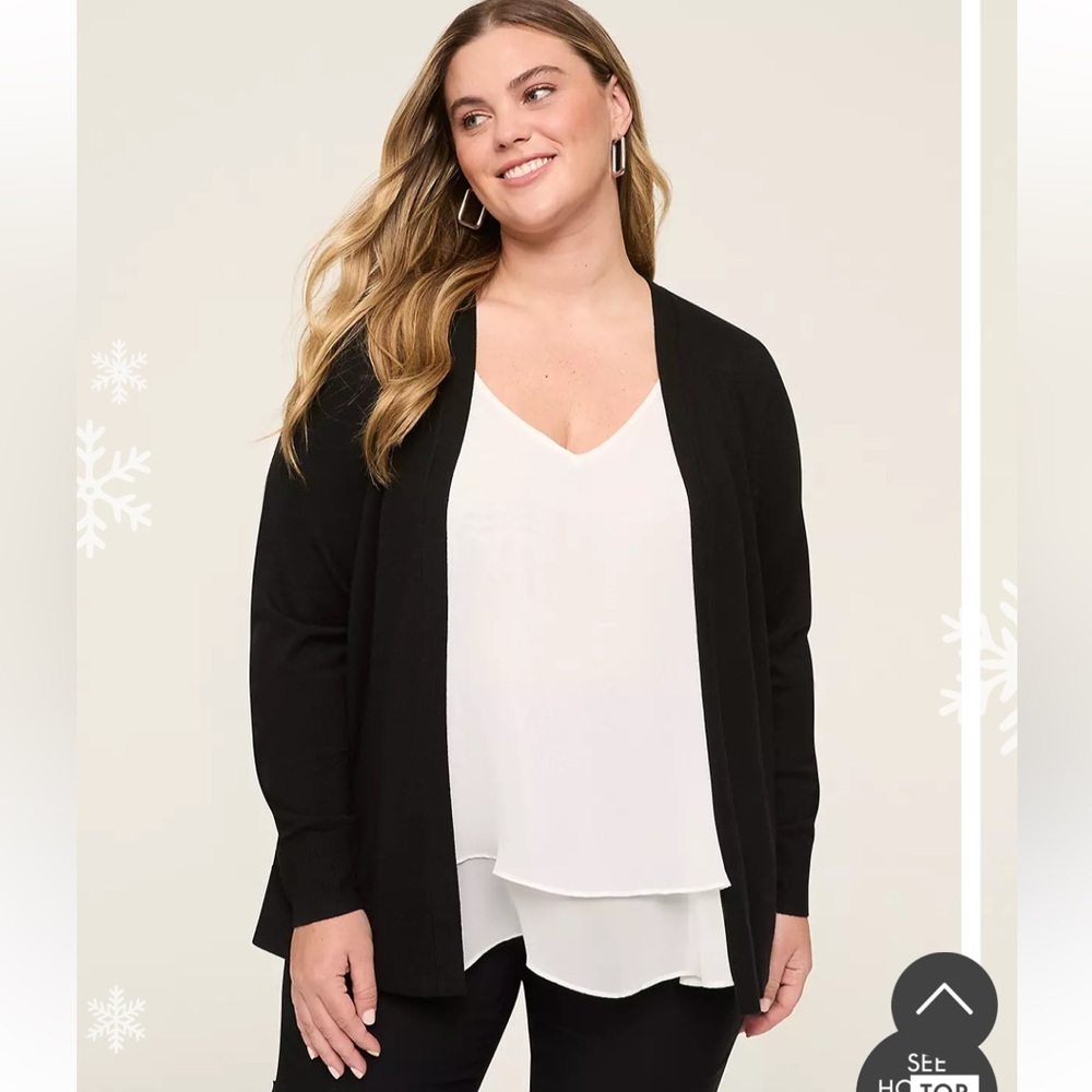 Lane Bryant Black Open Front Cardigan
